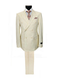 Elegant Cream Double-Breasted Slim Fit Suit-0