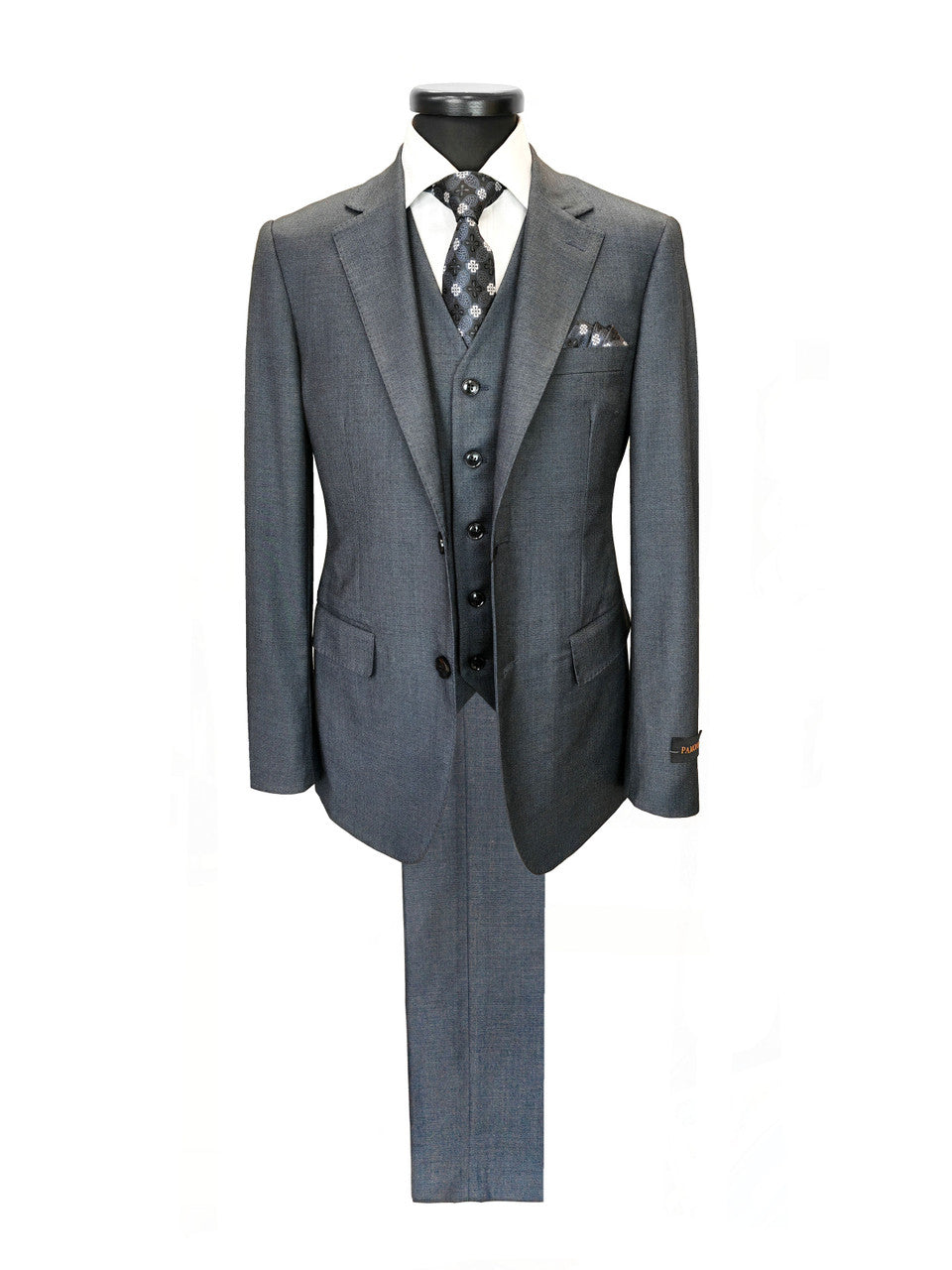 Men’s Slim Fit 3-Piece Wool-Blend Suit – Charcoal Grey-0
