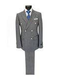 Grey Double-Breasted Slim Fit Suit-0
