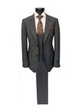 Men's Grey Prince Of Wales Check 3-Piece Suit-0