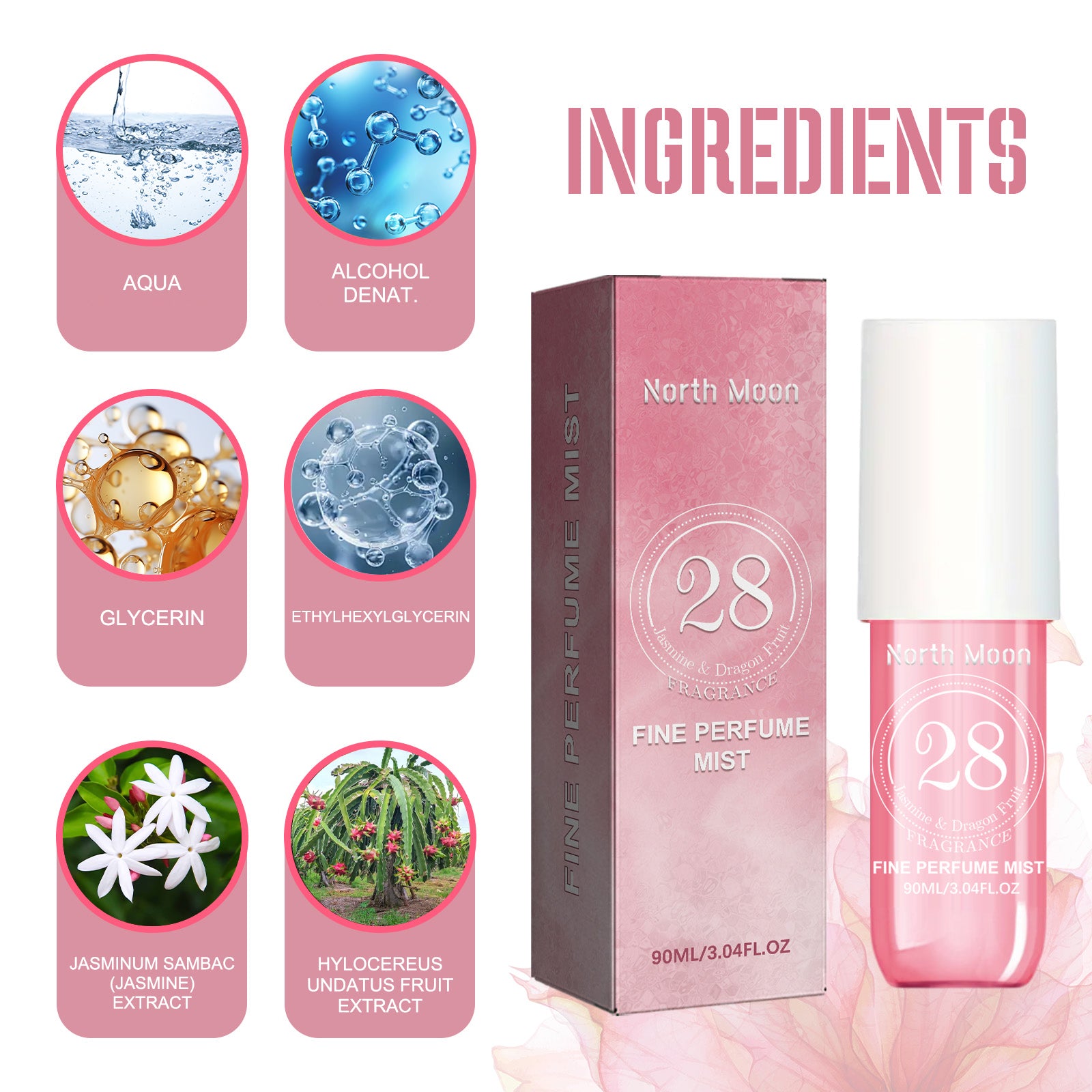 North Moon Perfume Spray Fresh Lasting Fragrance Non-Pungent Women's Date Perfume Spray