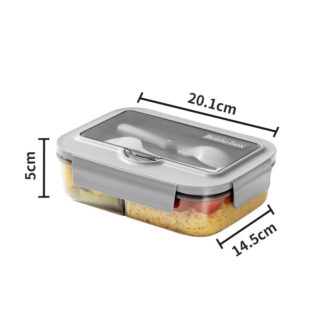 Japanese style microwaveable lunch box with compartments and cutlery