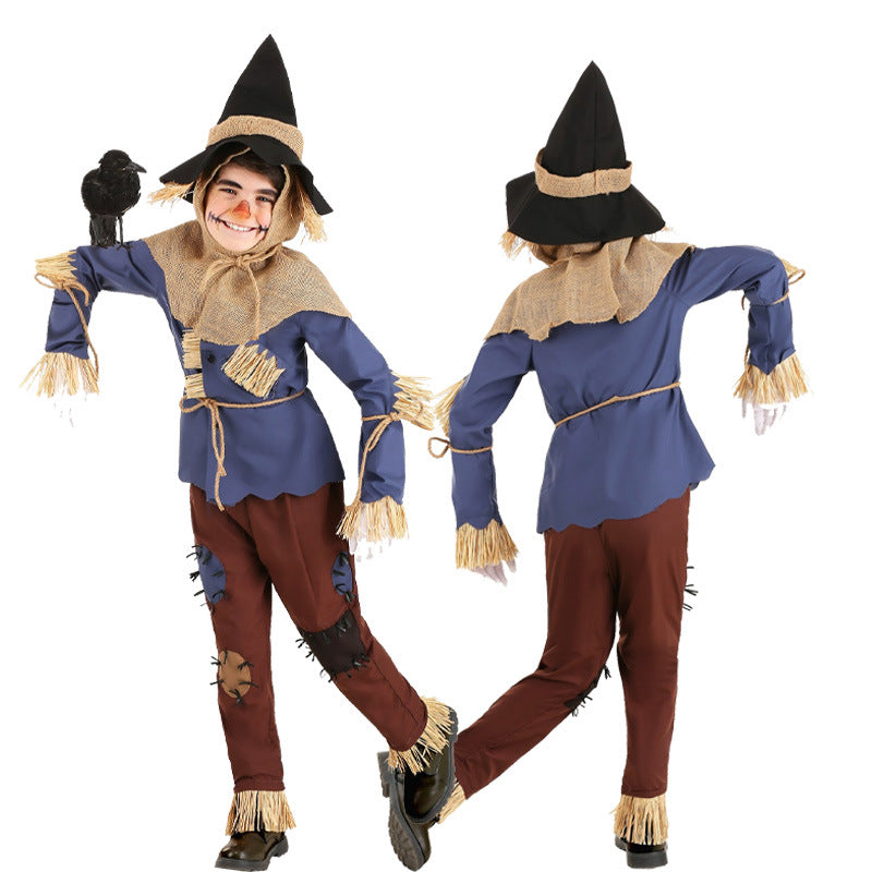 Halloween Costume Wizard of Oz Scarecrow Cosplay Children Adult Parent-Child Drama Performance Outfit
