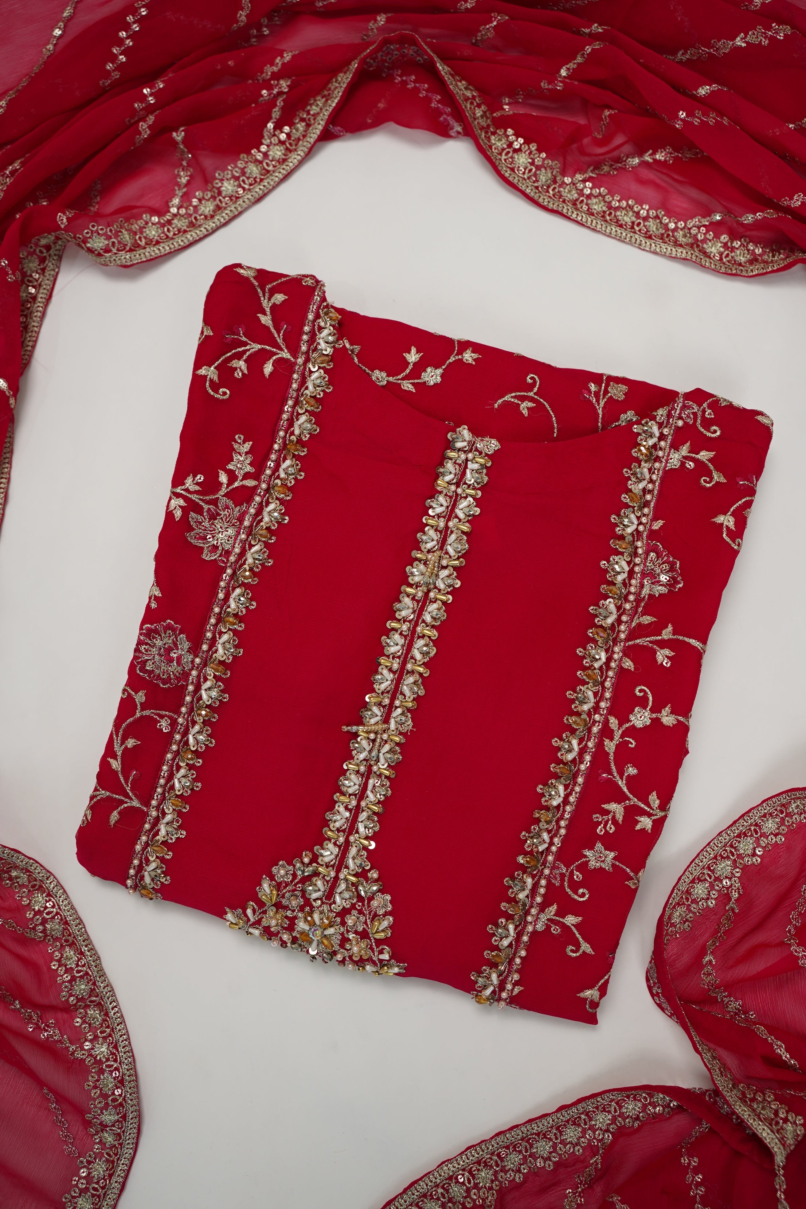Husan e Jahan - Luxury Chiffon Outfit with Chiffon Dupatta & Gharara - Ready to Wear - V2 - Eid25 - 04 -SD