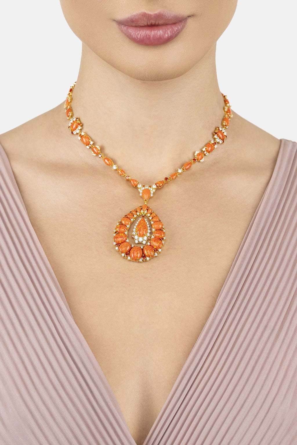 Paloma Fire Opal Statement Necklace Gold