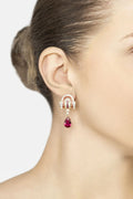 Savoy Art Deco  Drop Earrings Ruby Gold