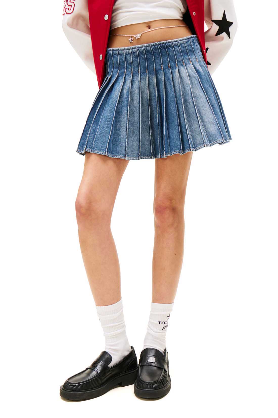 TOMMY JEANS - Minigonna donna Tommy Girl plissettata in denim-1