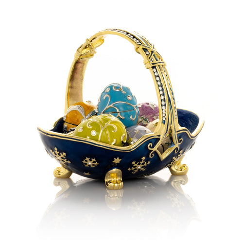 Blue Basket Carrying Small Easter Eggs-0