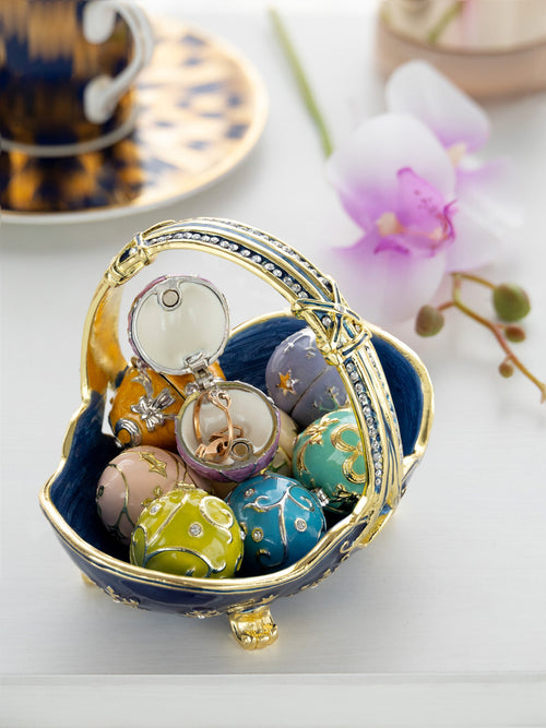 Blue Basket Carrying Small Easter Eggs-1