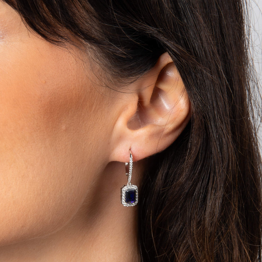 Diamonfire Geometric Halo Drop Earrings-1