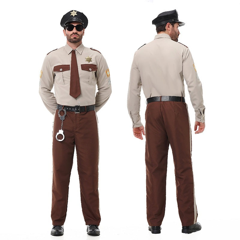 Parent-Child Police Chief Costume Set, Adult and Kids Matching Cosplay Role Play Outfit, Halloween Stage Performance Costume