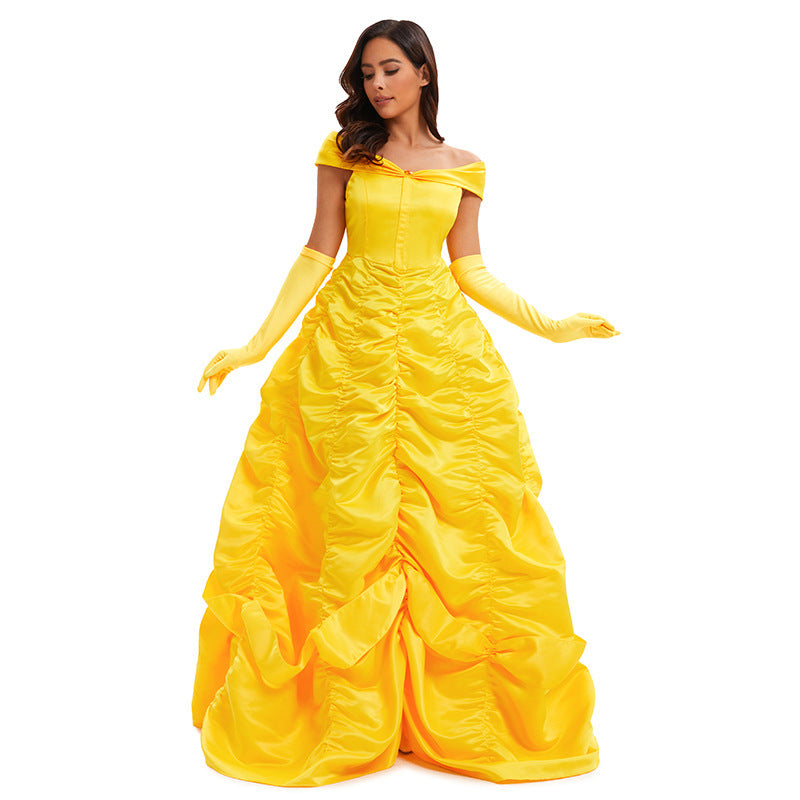 Beauty and the Beast Belle Princess Dress Cosplay Yellow Belle Costume for Women