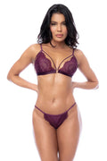 Eyelash Lace Bralette & String Thong Panty Mapale Bella-5