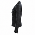 Women’s Black Zipper Biker Jacket with Lip Collar Leather