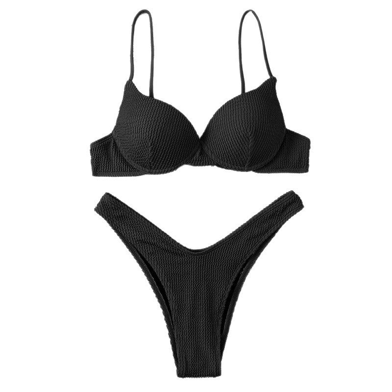 Sexy Solid Color Two-Piece Bikini Swimwear for Women