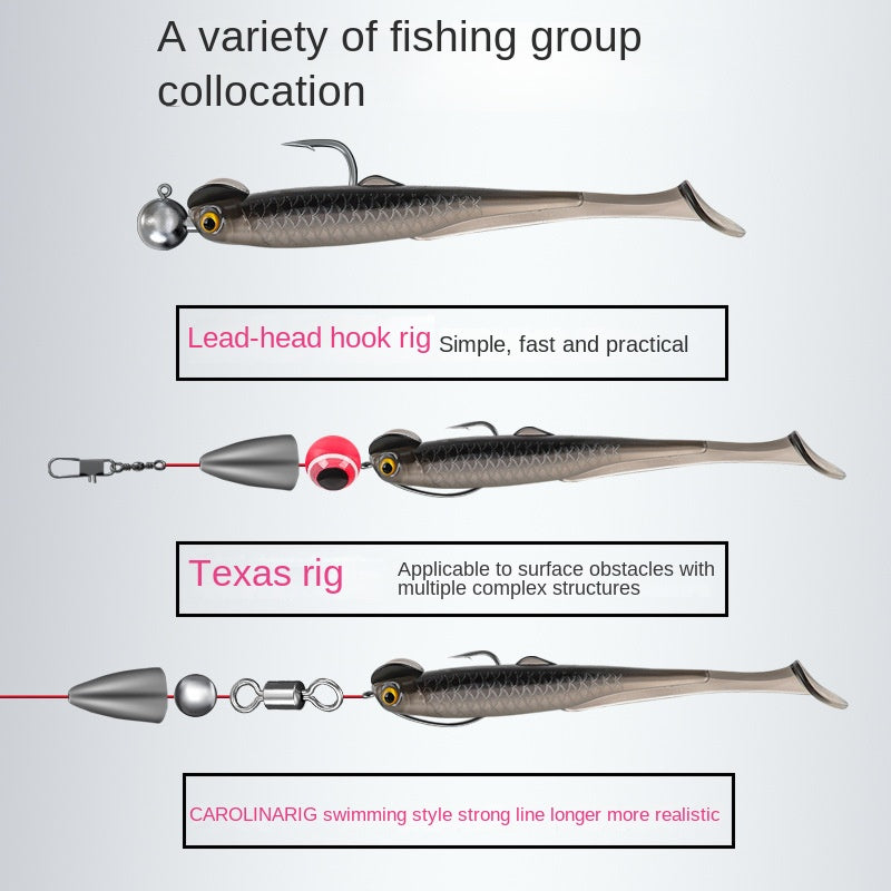 Taiyu Lure Artificial Bait Rooster Tail Soft Bait 6cm 1.3g Dual-Color Soft Fish Soft Worm Lifelike Fishing Bait Factory Wholesale