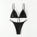 Sexy Strappy Bikini Swimwear Two-Piece Bathing Suit with Elegant Design for Beach