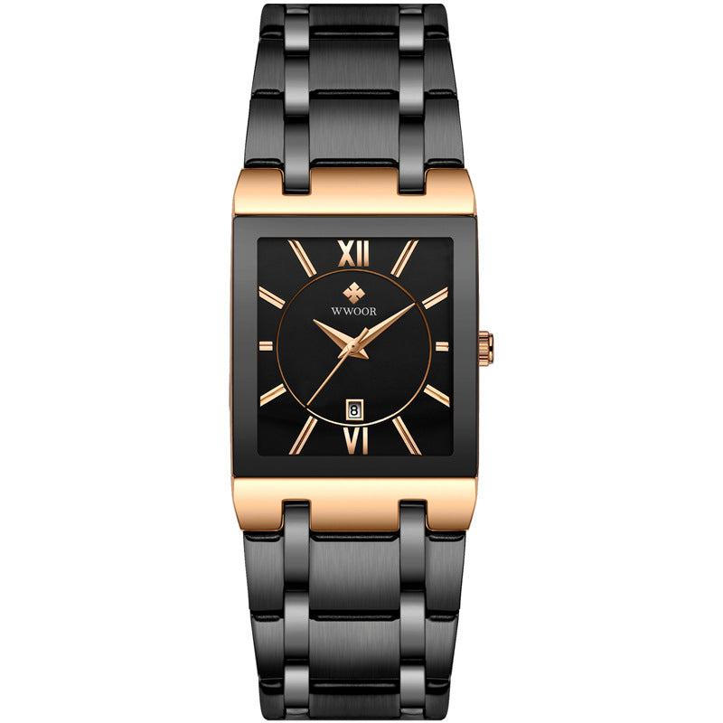 Fully Automatic Non-Mechanical Square Men's Steel Band Quartz Watch Waterproof Watch