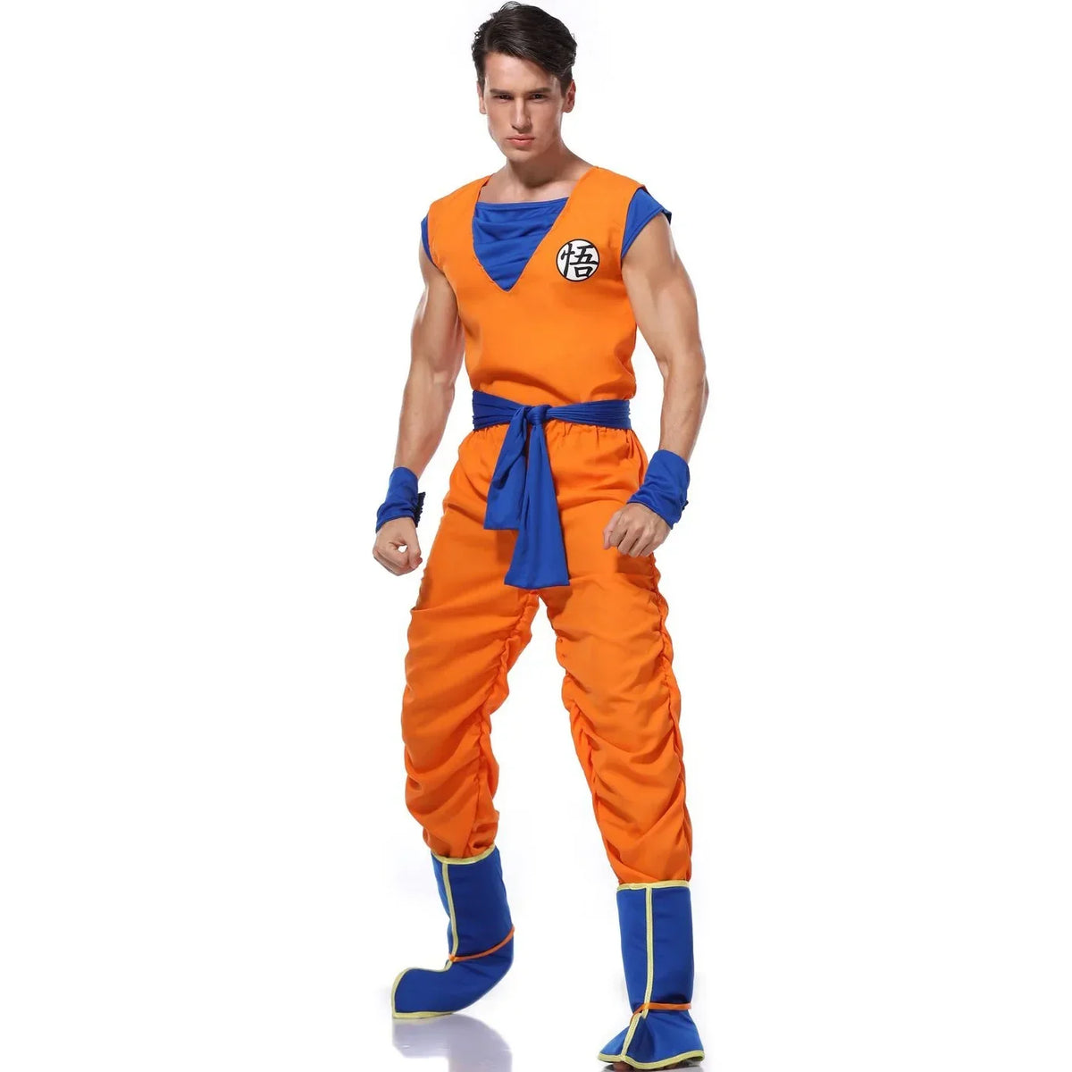 Adult Man Halloween Japanese Anime Son Goku Cosplay Costume Superheroes Role Play Orange Jumpsuit Fancy Dress Up