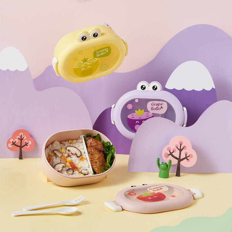 Cute little frog portable microwaveable lunch box with compartments fruit box lunch box