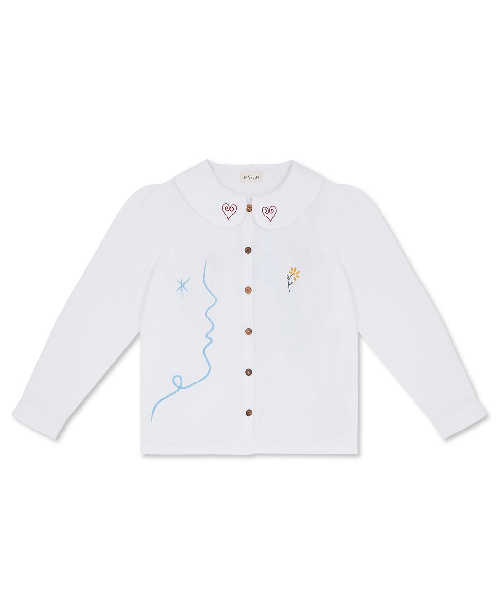 OLALA Embroidered Claudine Linen Blouse - White  x Laetitia Rouget