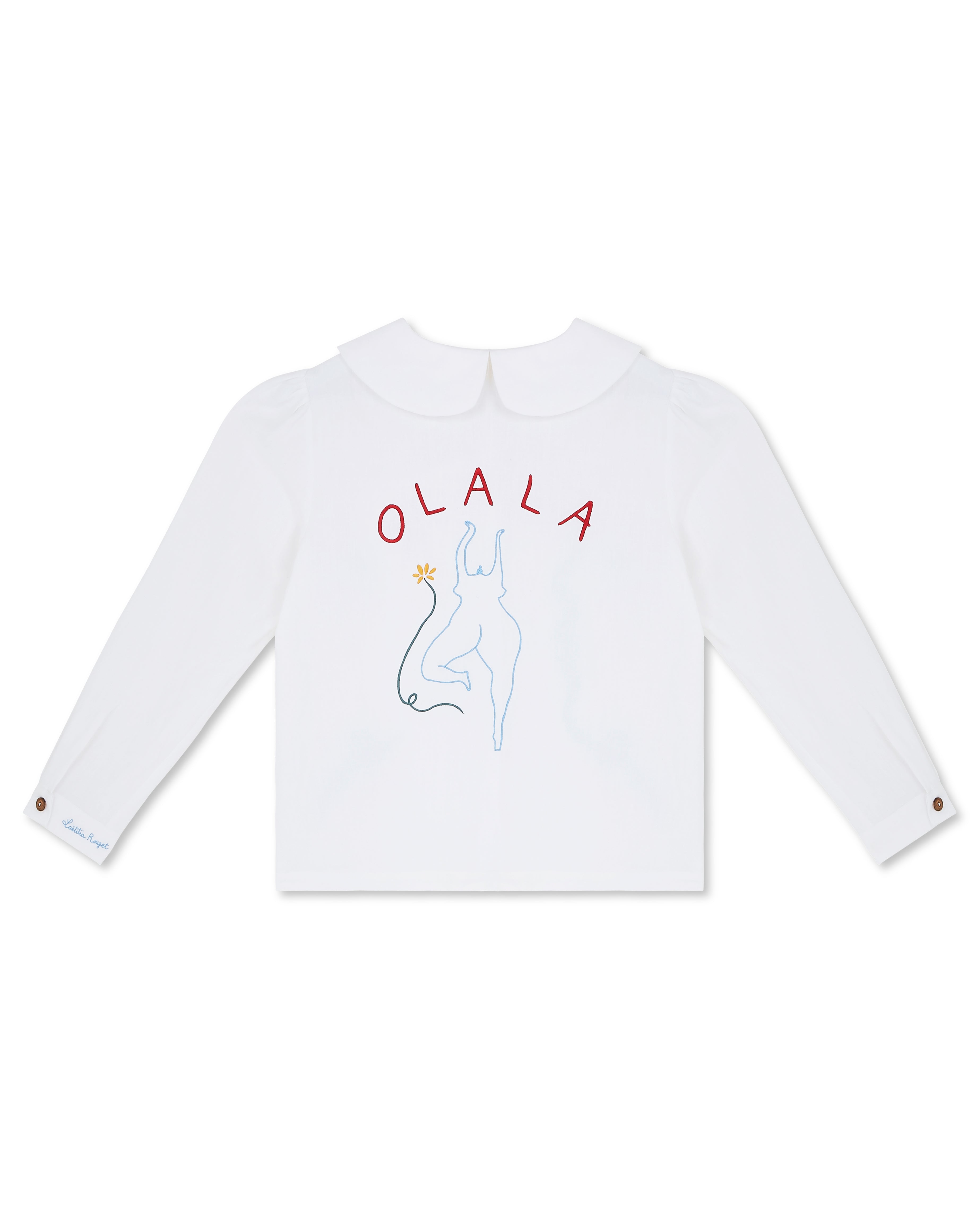 OLALA Embroidered Claudine Linen Blouse - White  x Laetitia Rouget
