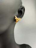 925 Sterling Silver Honey Bee Citrine Stud Earrings  18K Gold Plated