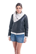 Gray Shearling Leather Jacket with Merino Fur Detailing-0