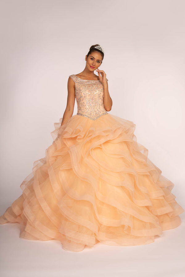 Jewel Embellished Bodice Tulle Quinceanera Dress-2