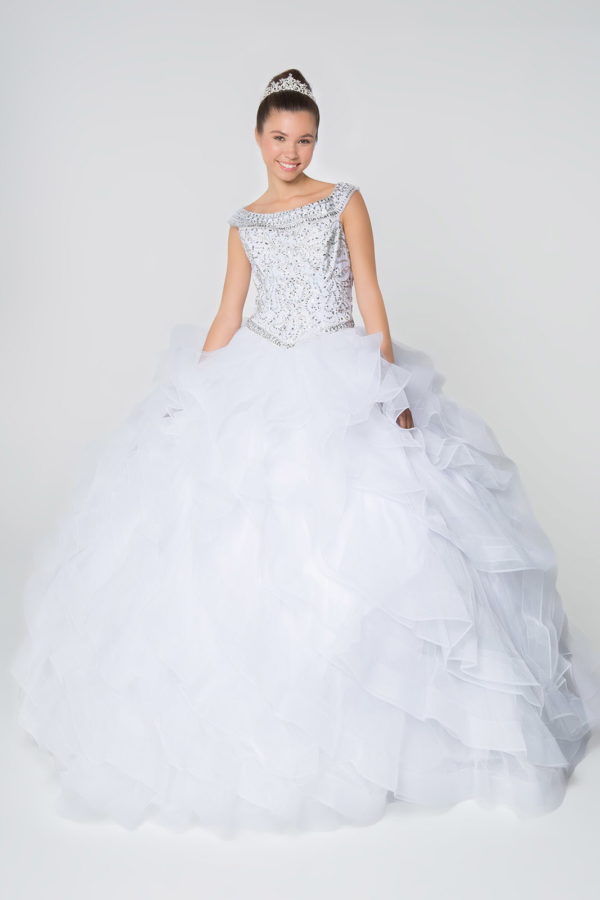 Jewel Embellished Bodice Tulle Quinceanera Dress-0