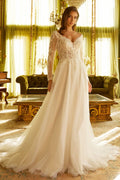 Wedding Dress with an A-line silhouette and a V-neck-0