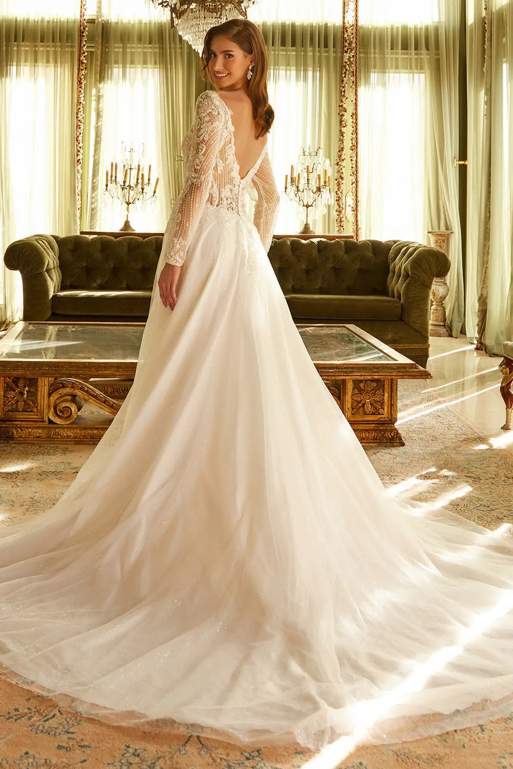 Wedding Dress with an A-line silhouette and a V-neck-1