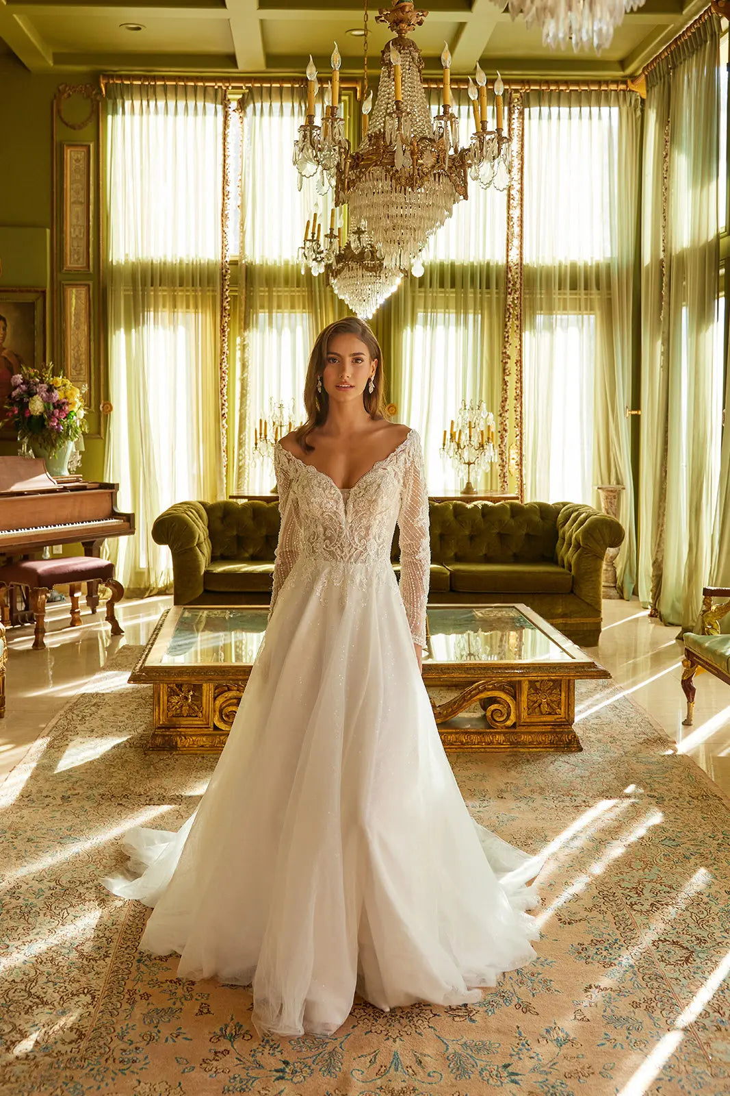 Wedding Dress with an A-line silhouette and a V-neck-2