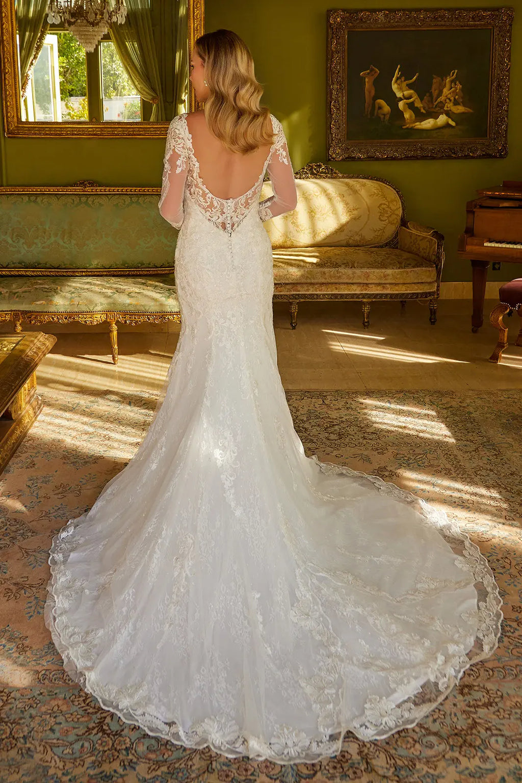 Wedding Dress Trumpet Silhouette 3/4 Sleeves-2