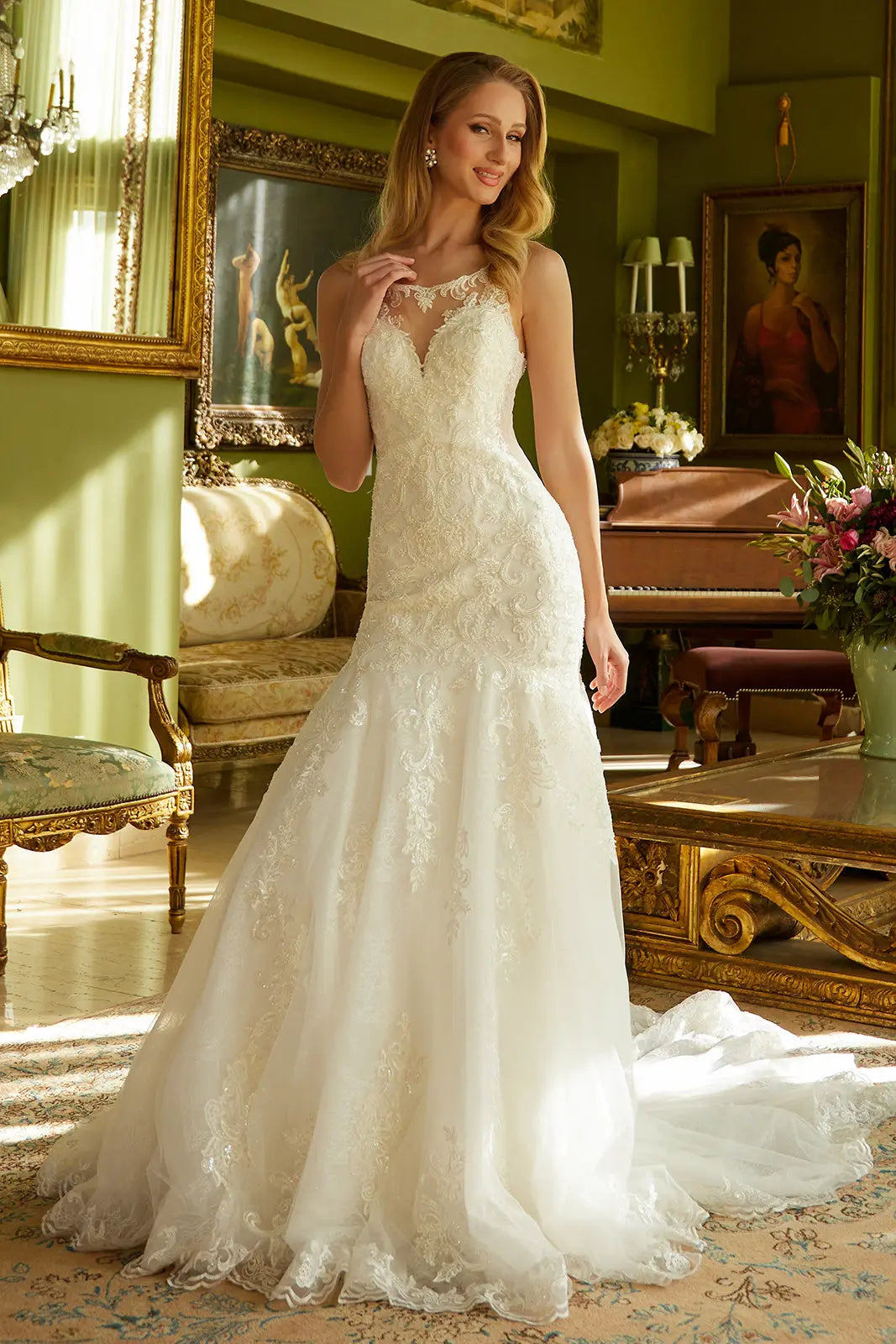 Sleeveless, Mermaid Silhouette Wedding Dress-1