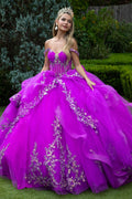 Embellished Strap Corset Ruffle Layer Train Dress With Detachable Back Bow-0