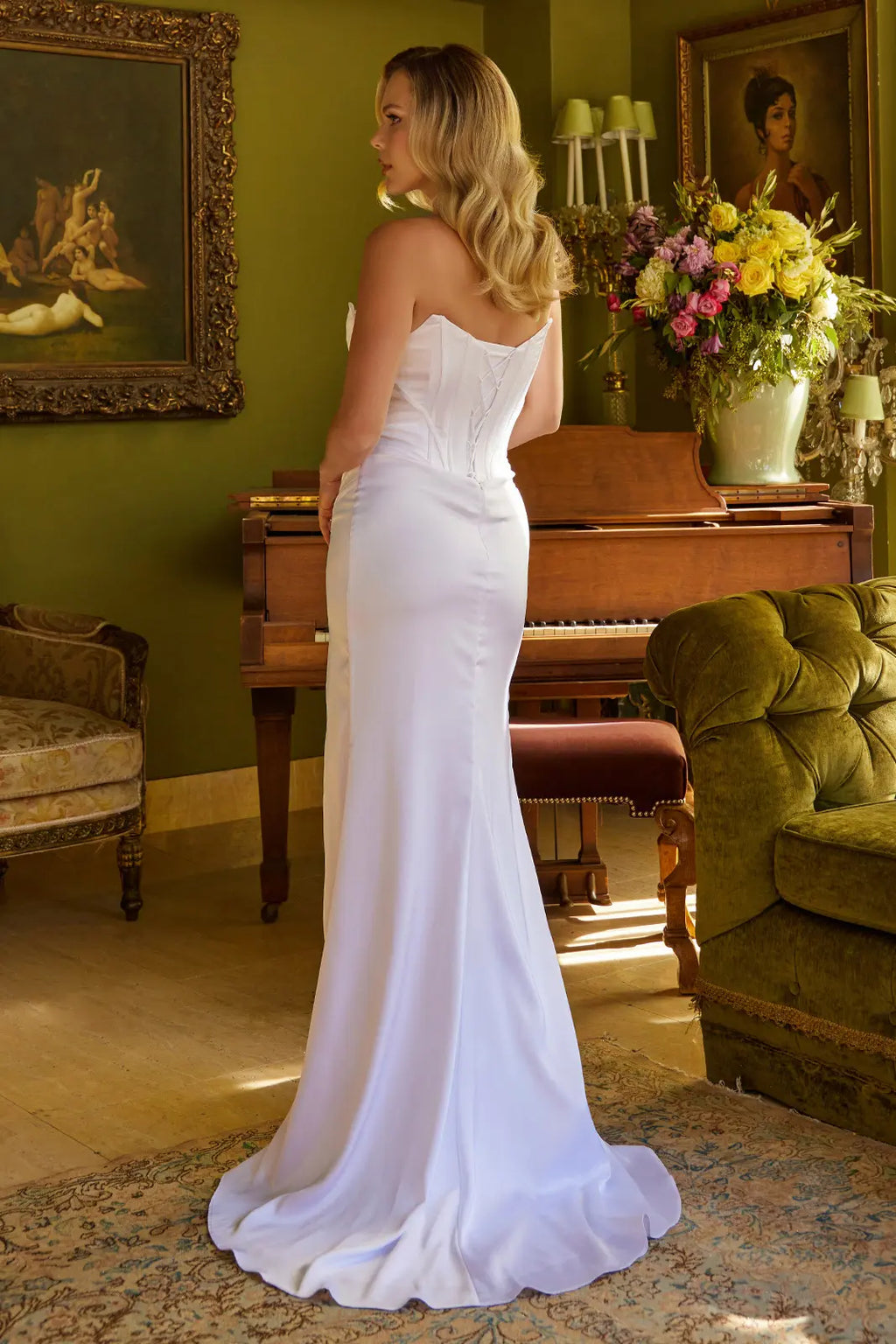 Fitted Bead Jewel Sequin Embellished Sweetheart Neckline Corset Dress With Slit-1