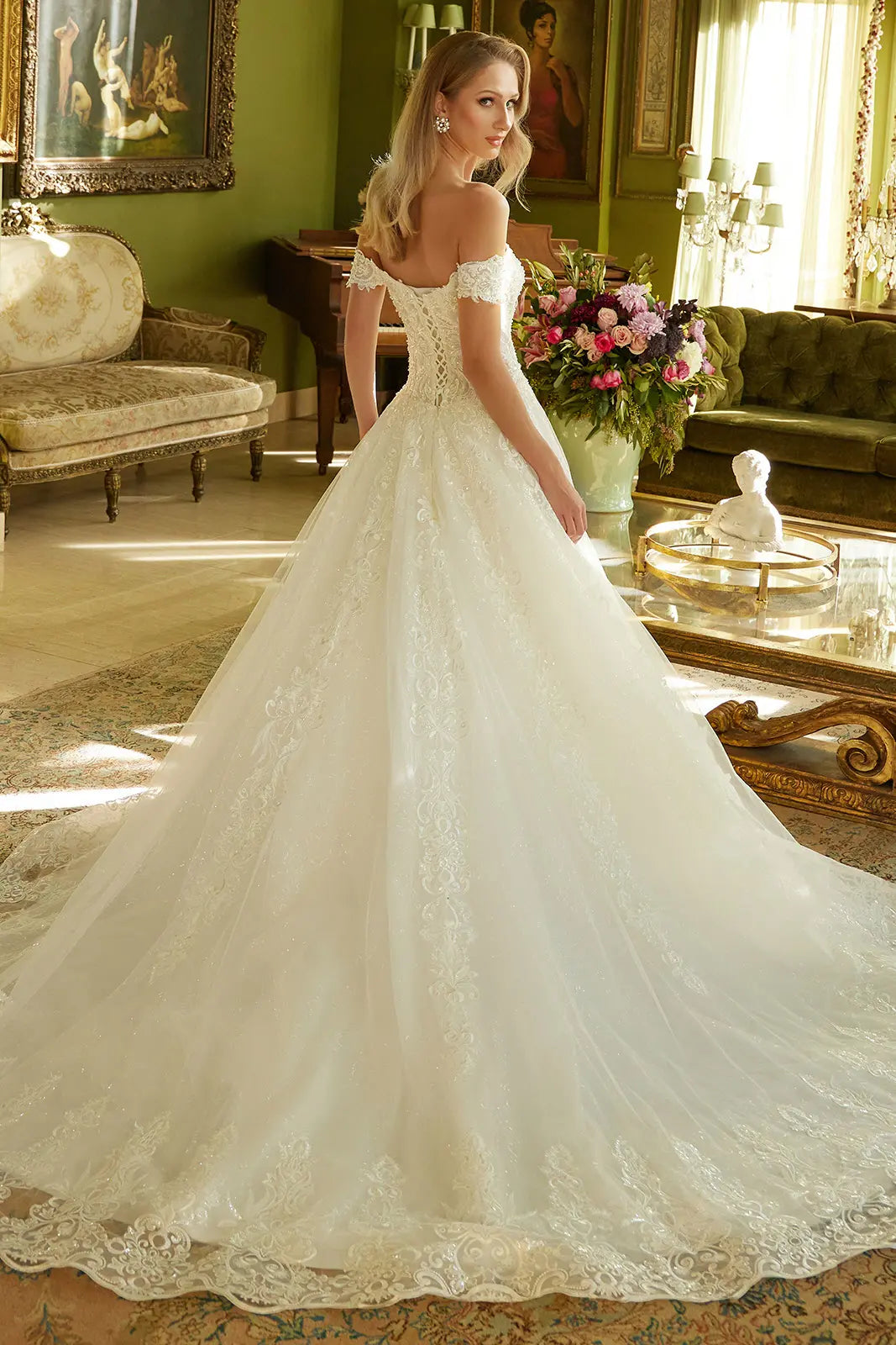 A-Line Silhouette, Sweetheart Neckline, Off-Shoulder, Embroidery Beads And Sequins-1