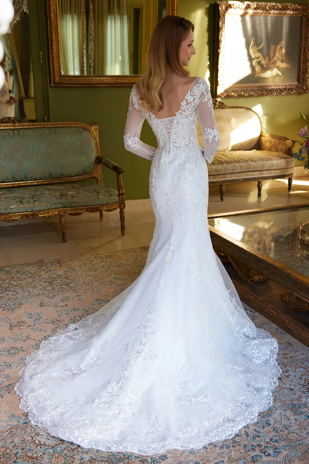 Mermaid Silhouette Dress Decorated with Beads and Embroidery-1