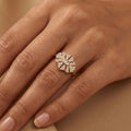 Radiant Brilliance: Majestic 14K Gold Mosaic Ring, Elegant & Bold Statement Piece