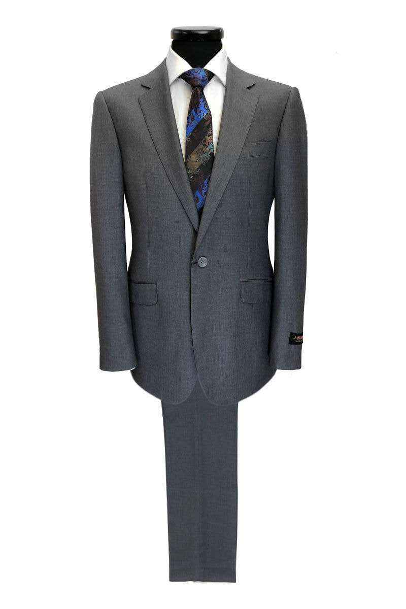 Grey 1-button Regular Fit Suit-0