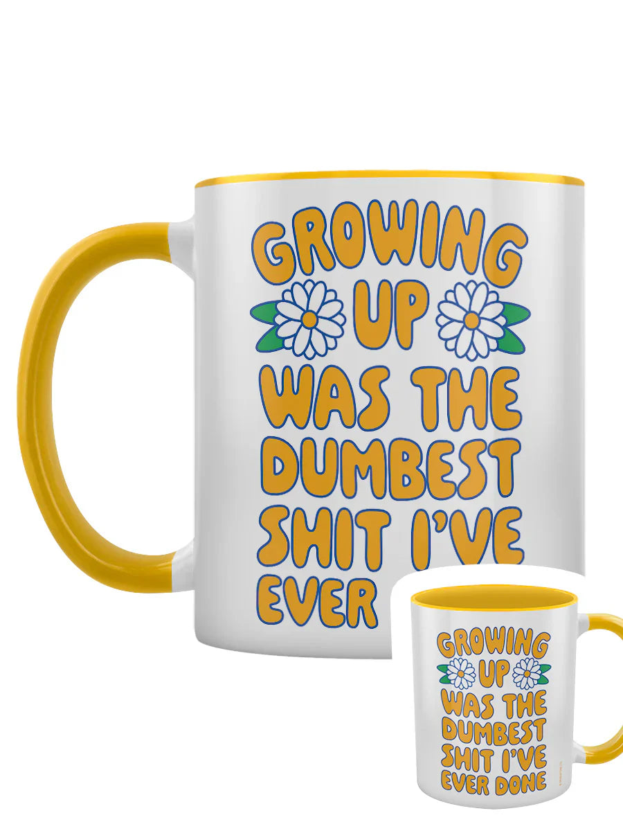 Growing Up Was The Dumbest Sh!t I've Ever Done Yellow Inner 2-Tone Mug