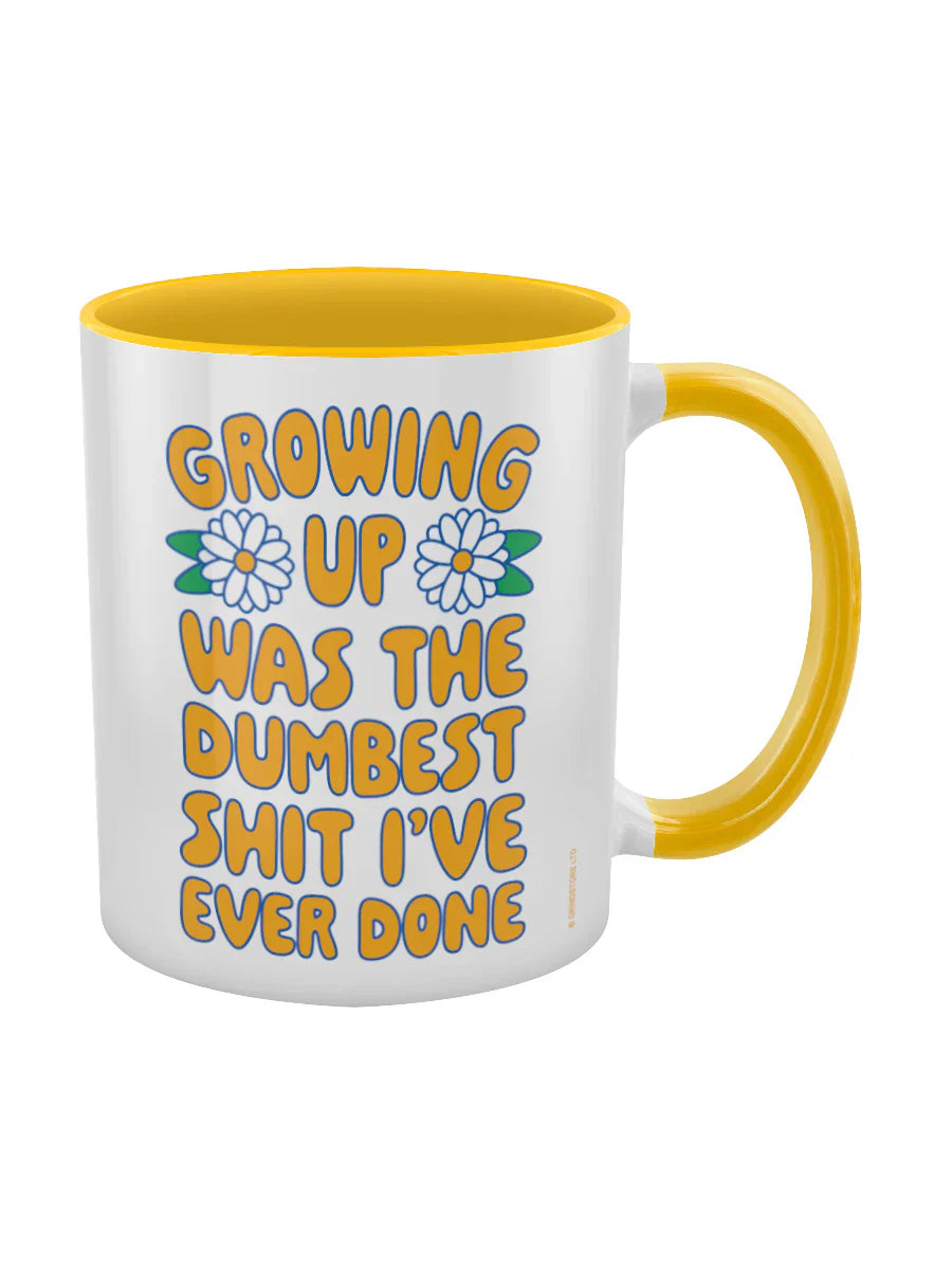 Growing Up Was The Dumbest Sh!t I've Ever Done Yellow Inner 2-Tone Mug