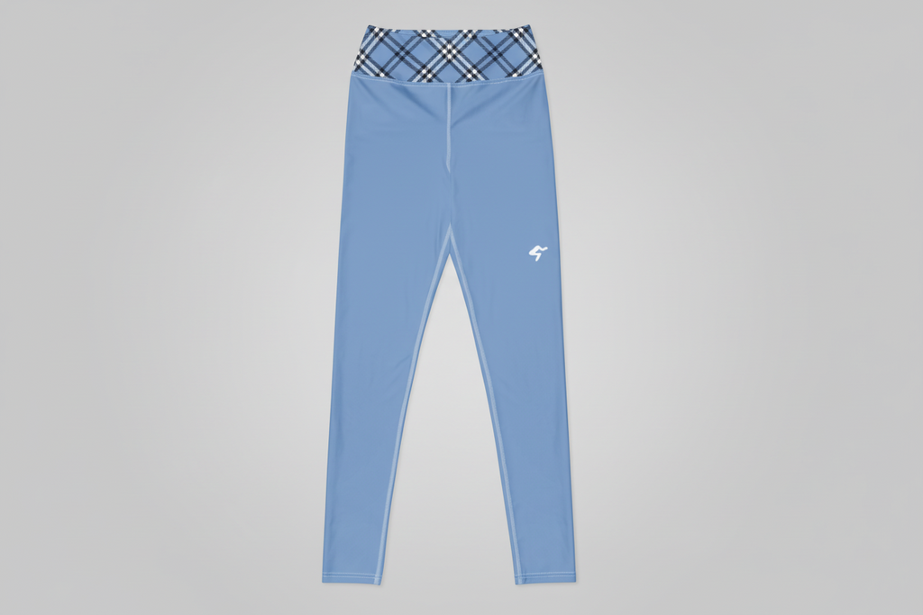 GymBum UK Highland Check Yoga Leggings - Blue