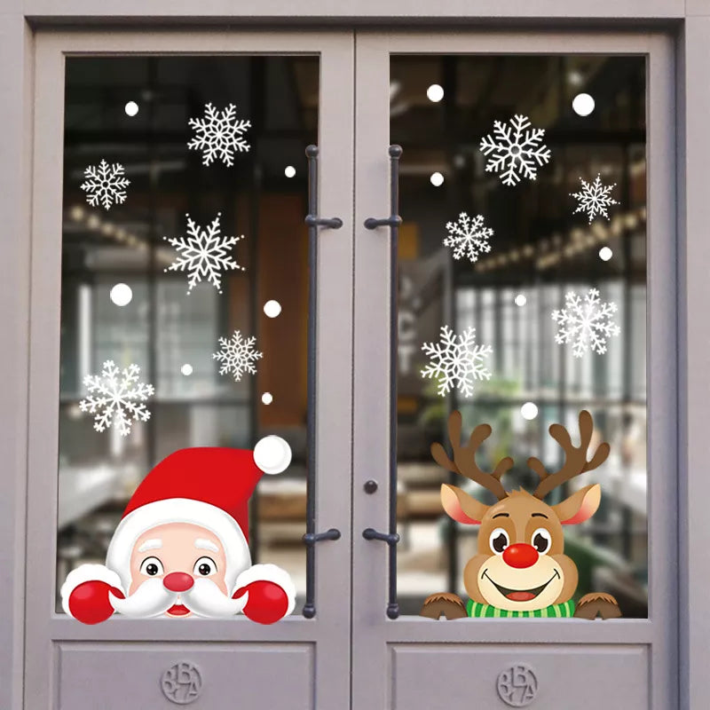 Joyful Christmas Glass Stickers: Festive Home Decor Ornaments