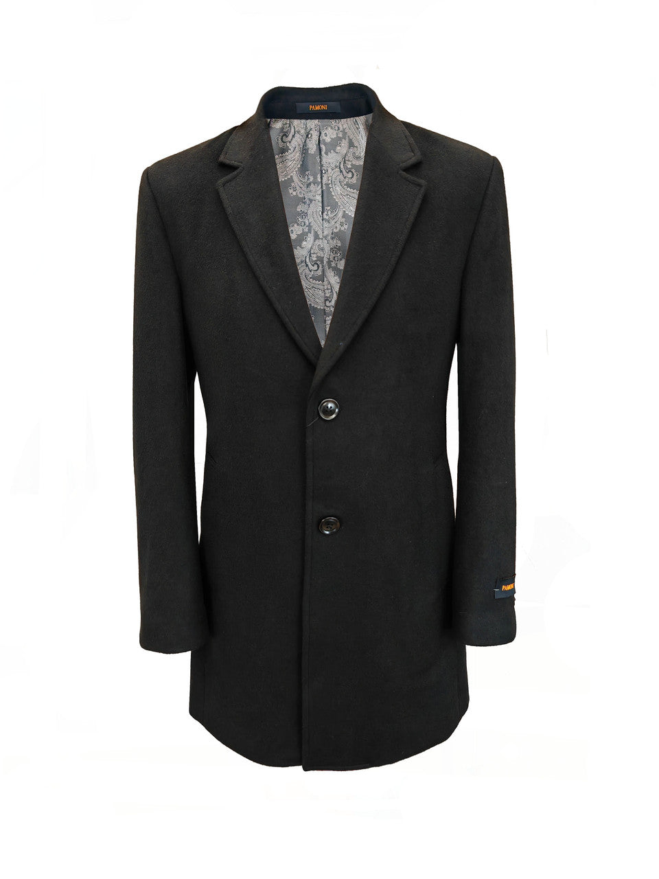 Men's Black Mid-Length Overcoat-0