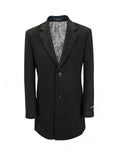 Men's Black Mid-Length Overcoat-0