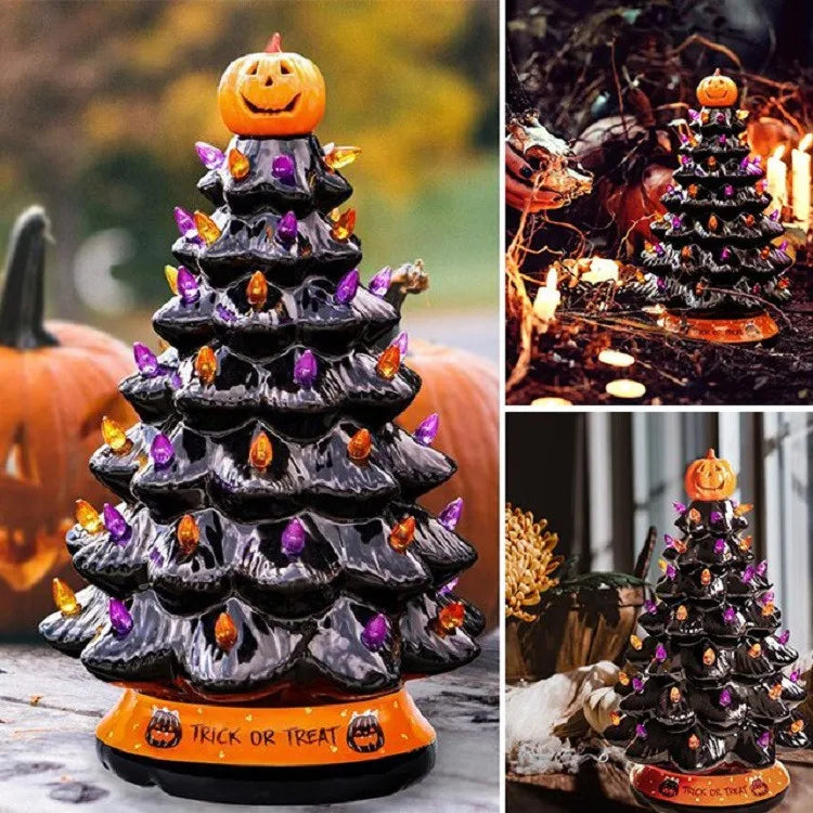 Christmas Ceramic Orange Pumpkin Head Decoration