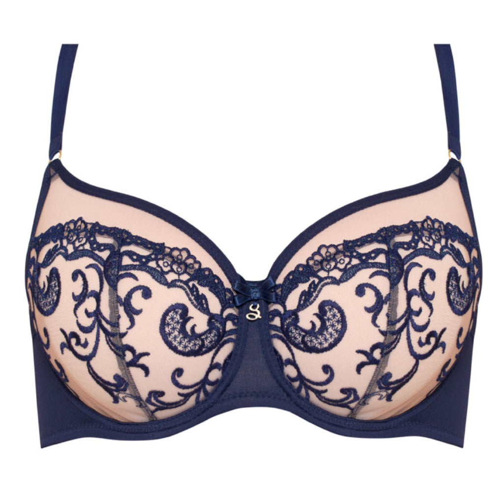 Sheer Mesh Embroidered Balconette Bra Hazel-3