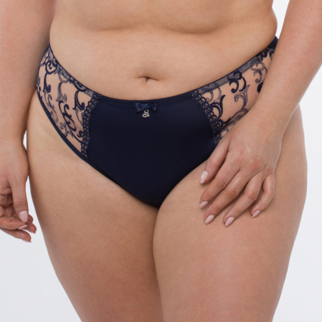 No VPL Sheer Mesh Tulle Embroidered Brief Panty Hazel-0